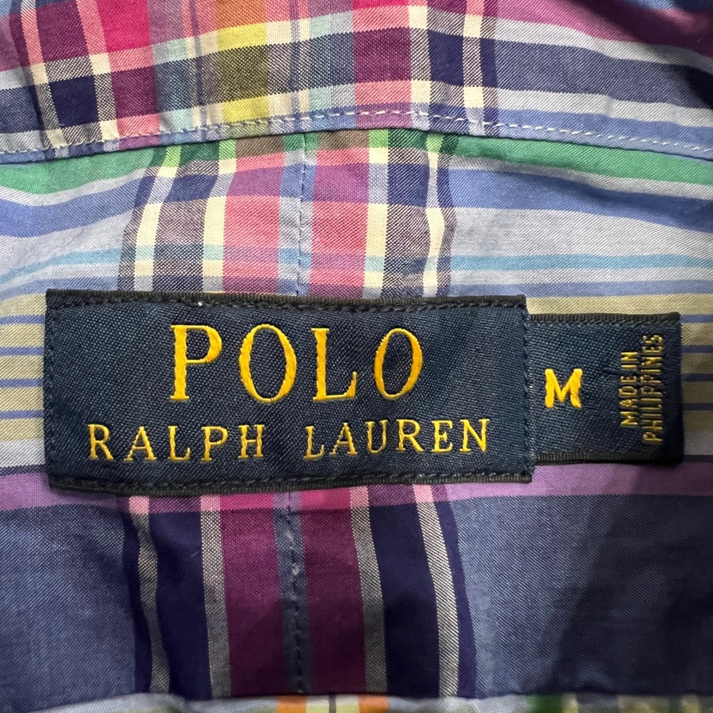 Polo Ralph Lauren Mens Plaid Button Down Shirt Long Sleeve Green Pony Logo M - Picture 5 of 9